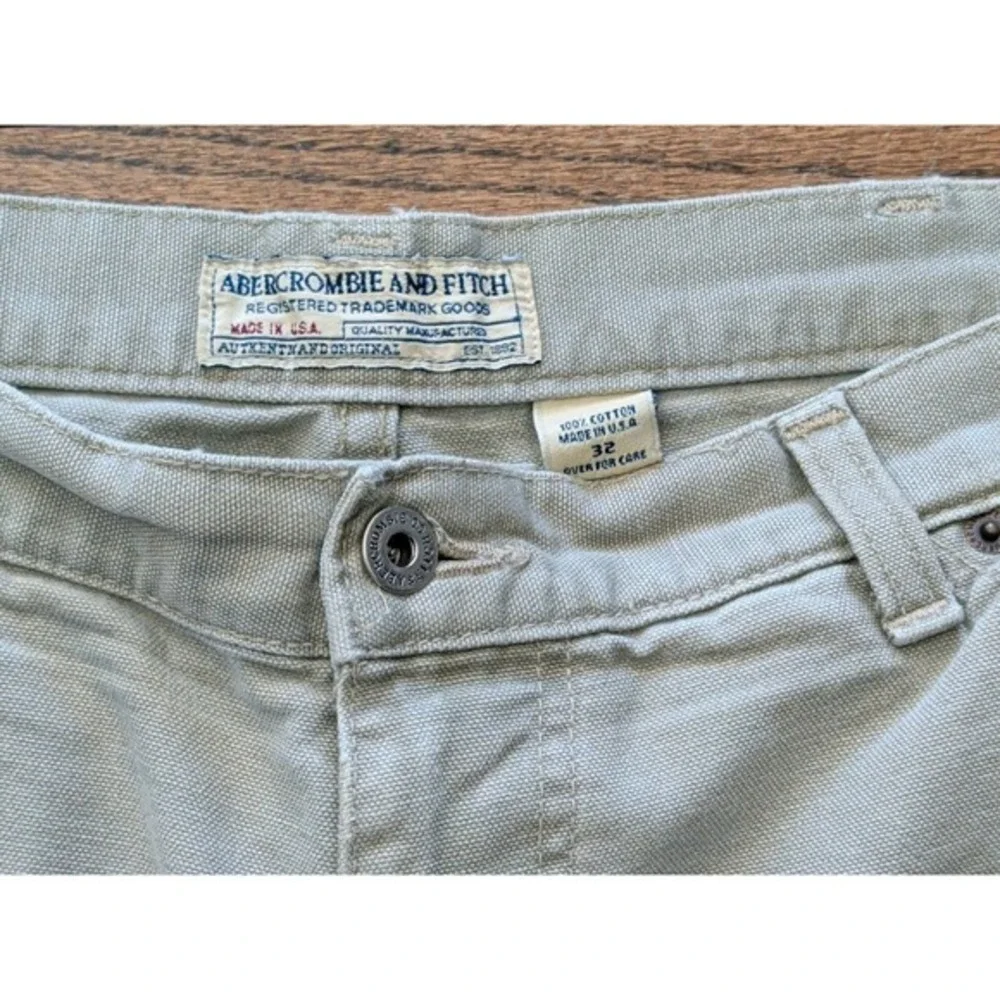 Vtg Abercrombie & Fitch‎ Shorts Sz 32 Khaki Canvas Carpenter Distressed USA Made
